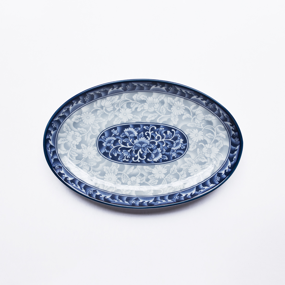 Đĩa bầu dục sứ hoa văn cao cấp Hàn Quốc Sambo