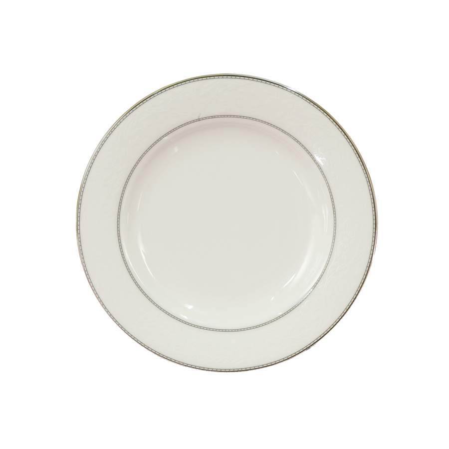 Đĩa nhỏ trắng sứ tro xương viền bạc Hàn Quốc Haengnam