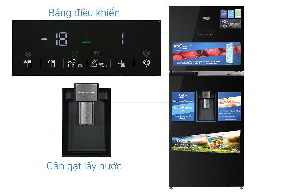 Tủ lạnh Beko Inverter 375 lít RDNT401E50VZDHFSU