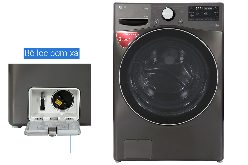 Máy giặt sấy LG AI DD giặt 21 kg - sấy 12 kg F2721HVRB (Inverter)