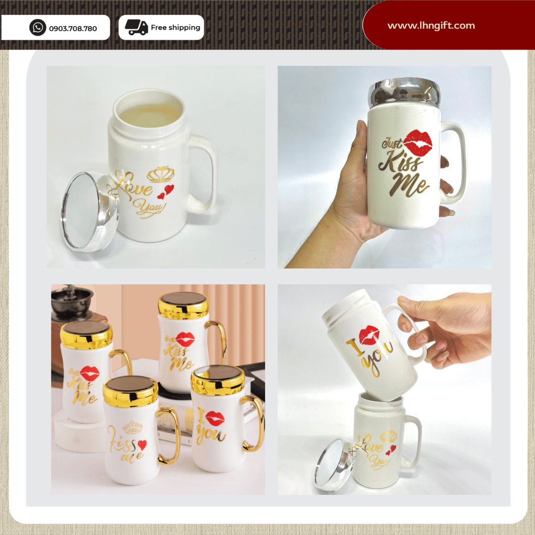 Ly sứ trắng nắp gương
