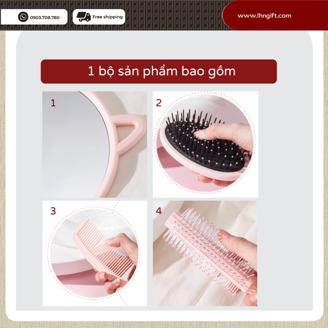 Combo, Bộ gương lược 4 món dễ thương, tiện lợi