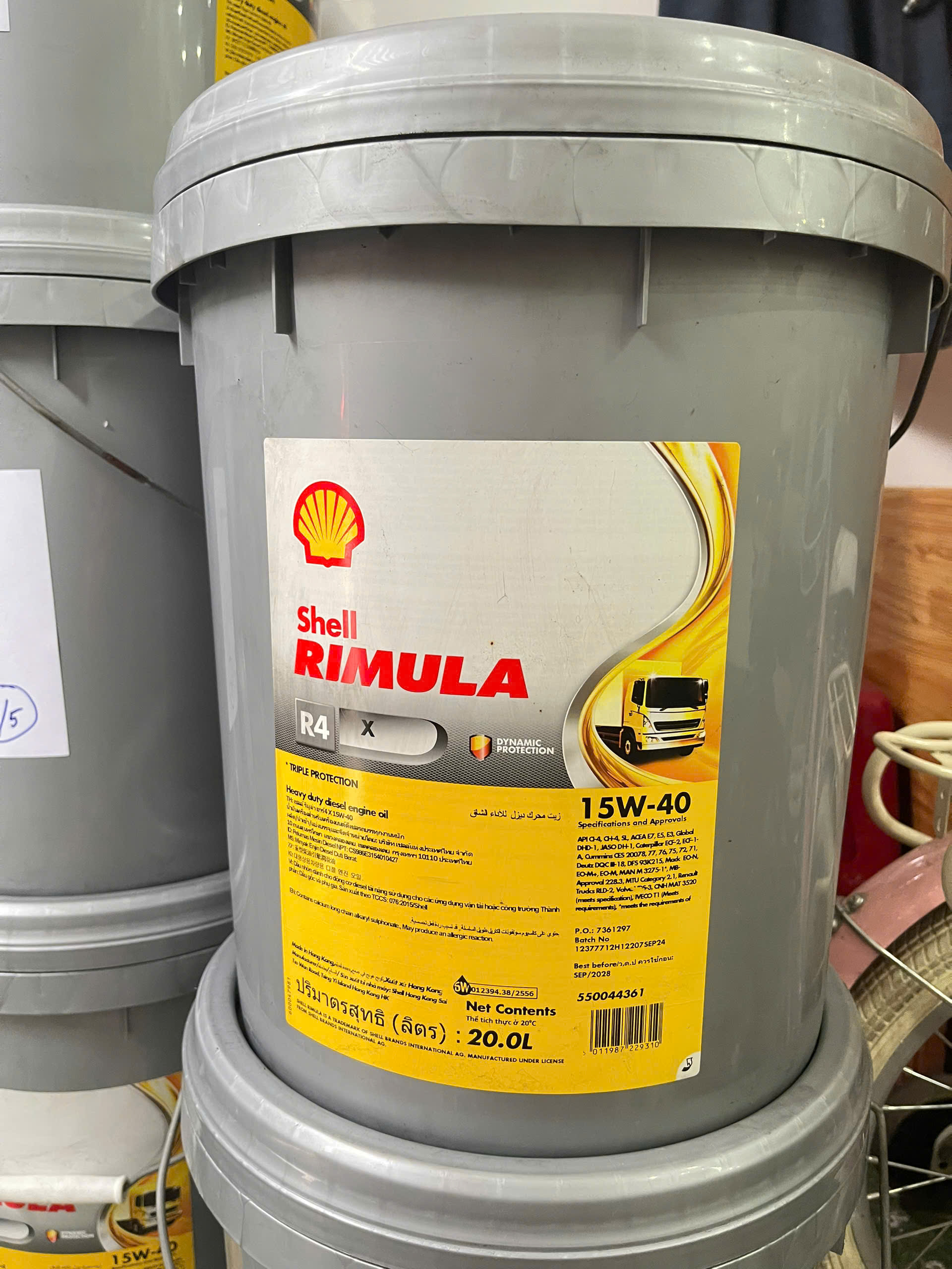 DẦU NHỜN - SHELL RIMULA R4X 15W40 CI4 -20L