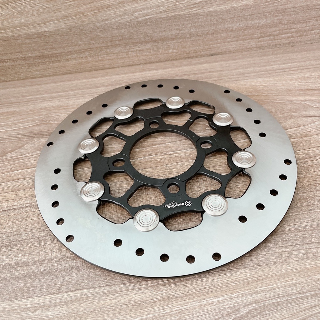 Đĩa Brcmbô size 220mm Nút inox siêu sáng màu đen Gắn Cho Các Dòng Xe 4 lỗ thông dụng Ya - Honda - Suzuki - SYM
