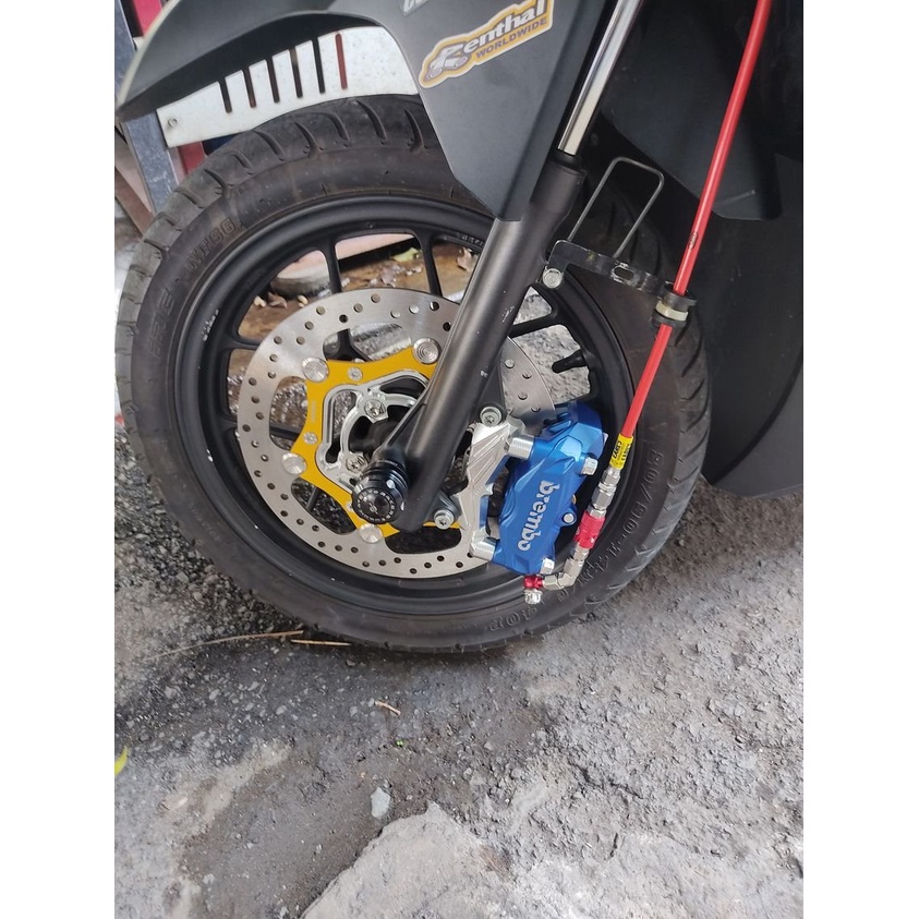 Pát trước Vario/Click/Vision đĩa 260/267mm xài heo 4 Piston đối xứng lỗ trụ 100mm