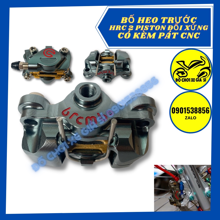 Heo trước Hrc 2 Piston đối xứng có pát nhôm CNC các dòng xe máy thông dụng