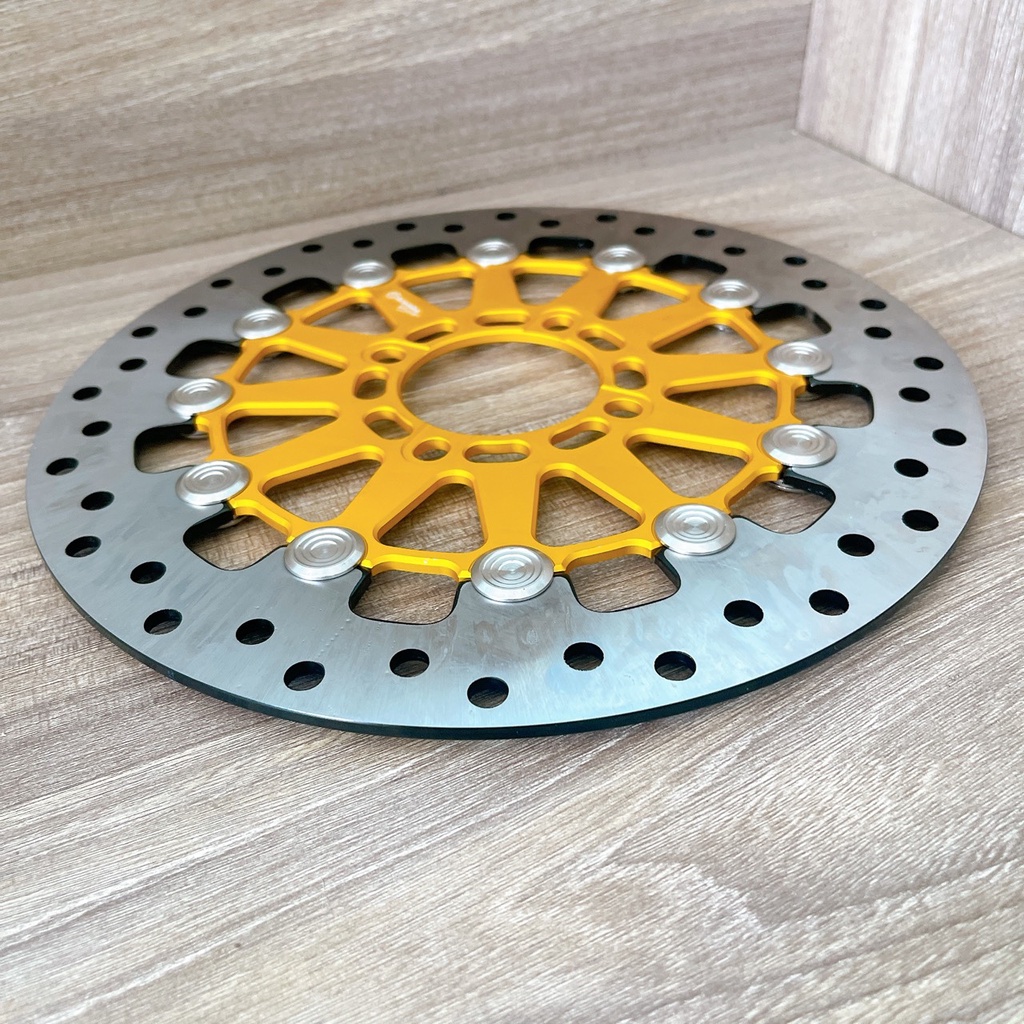 Đĩa Kingdrag size 265mm vàng nút inox siêu sáng Gắn Cho Các Dòng Xe 4 lỗ thông dụng Ya - Honda - Suzuki - SYM