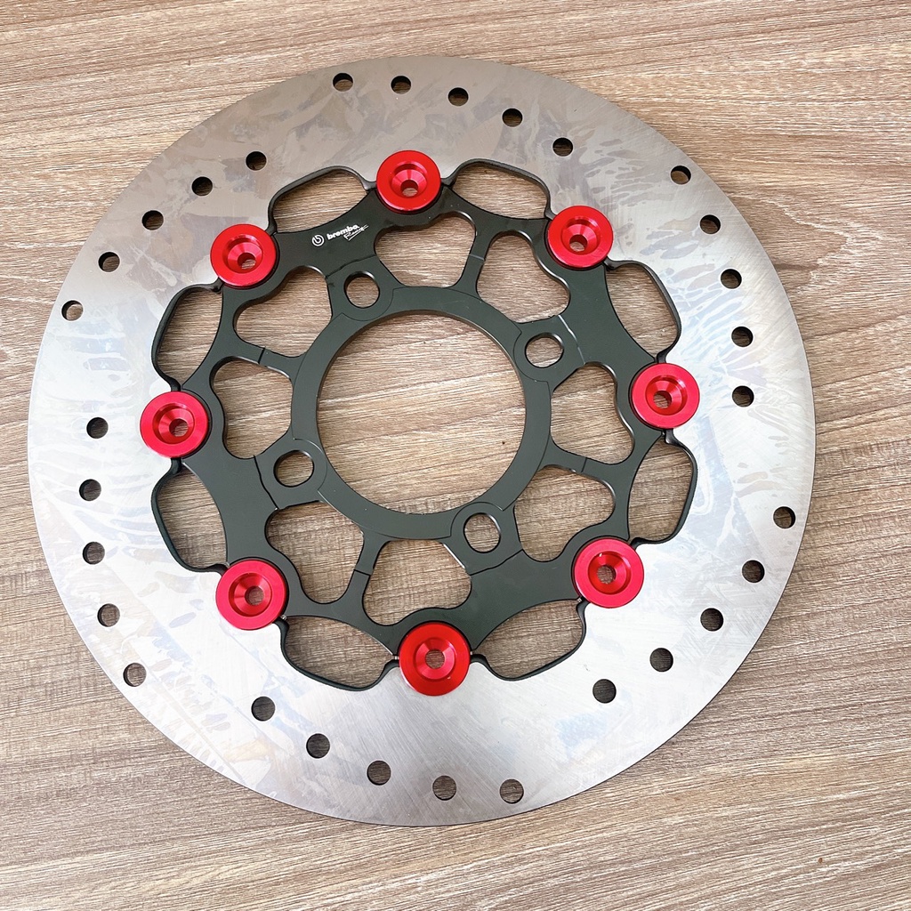 Đĩa Kingdrag size 220mm Gắn Cho Các Dòng Xe 4 lỗ thông dụng Ya - Honda - Suzuki - SYM Màu đen nút đỏ