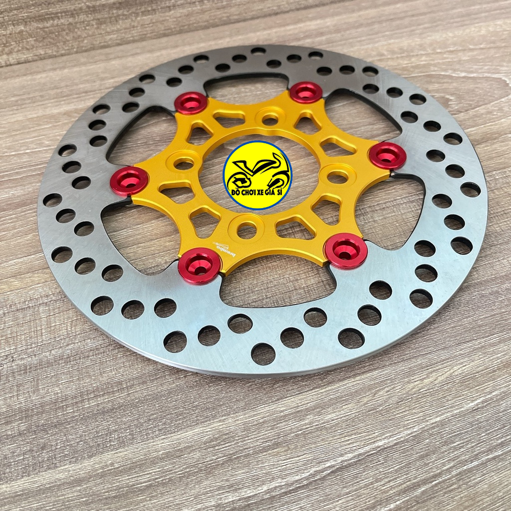 Đĩa Swit size 220mm Gắn Cho Các Dòng Xe 4 lỗ thông dụng Ya - Honda - Suzuki - SYM vàng nút đỏ