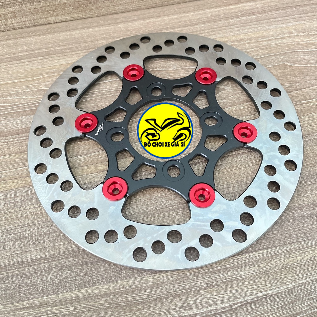 Đĩa Swit size 220mm Gắn Cho Các Dòng Xe 4 lỗ thông dụng Ya - Honda - Suzuki - SYM đen nút đỏ