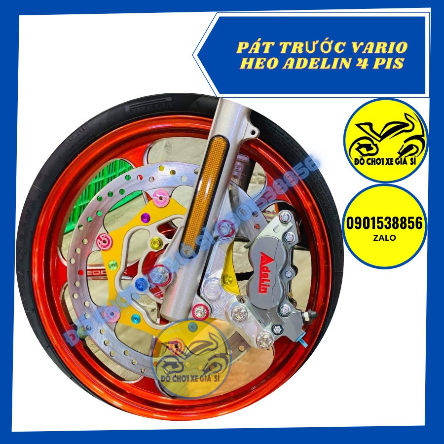 Pát Vario/Click/Vision đĩa 260/267mm xài heo Adelin, Fando heo bên phải lắp bên trái