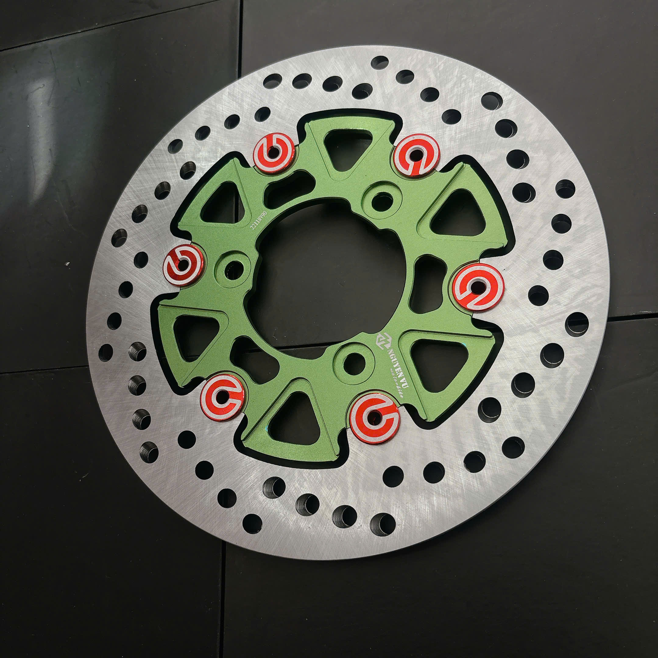 🚫 BÁN LẺ 🚫Đĩa Sau Raider Vành xéo Nút brembo VÀNG ĐỒNG 220mm mẫu NVM V2