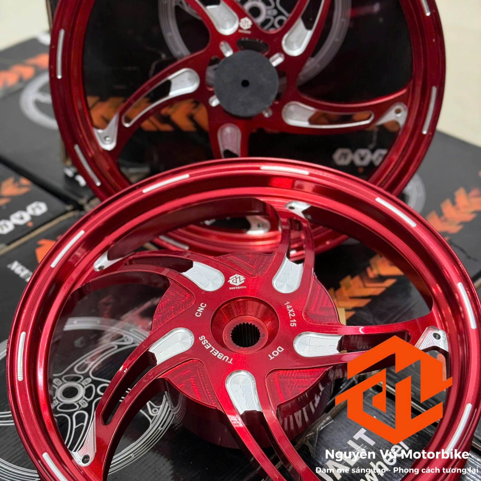 Mâm rally CNC trước 1.8 sau 2.15