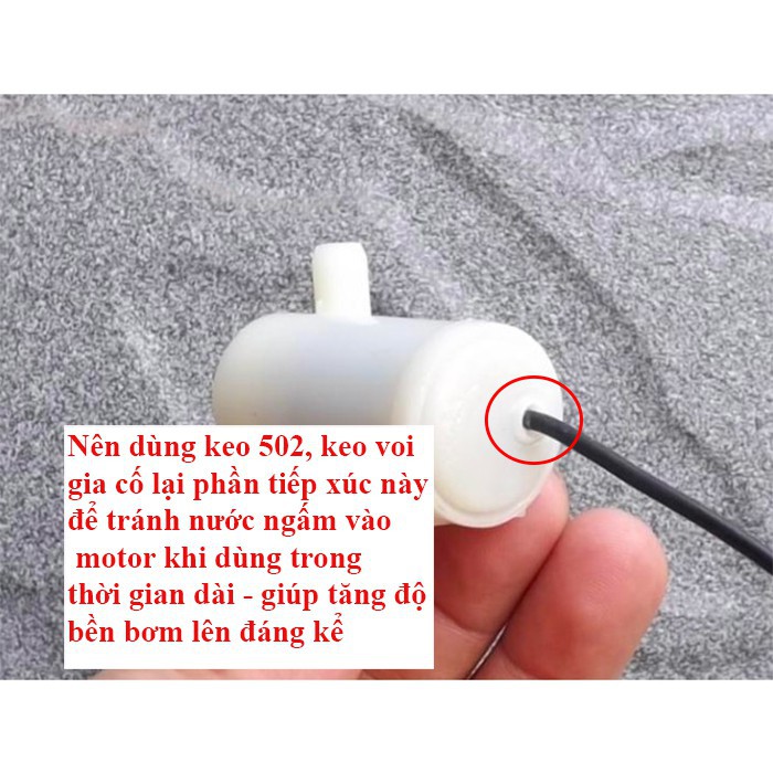 Máy Bơm Chìm Mini 3V - 5V. Bơm mạnh và êm, lưu lượng 1.2~1.6L / 1 phút.
