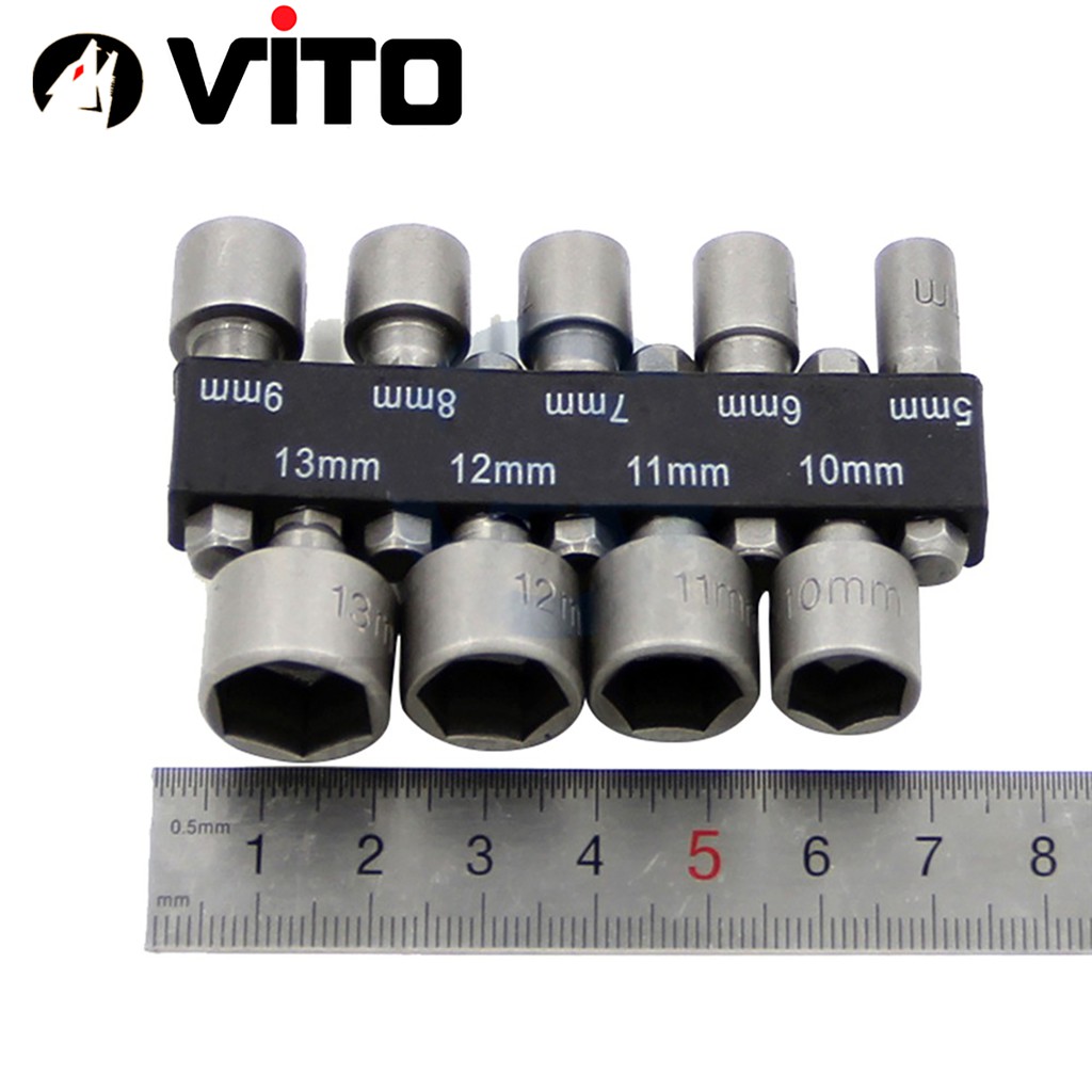 Bộ 9 Khẩu Tuýp Vặn Ốc Lục Giác VITO Gắn Máy Khoan 9 Đầu Vít Bắn Tôn
