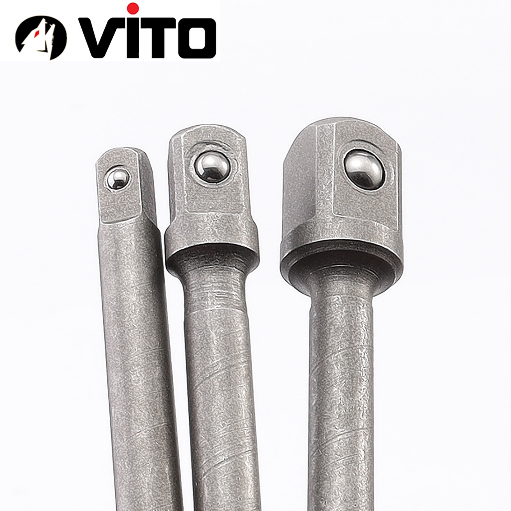 Cây 150mm 3 Đầu Chuyển Sang Khẩu Bulong 1/4" 3/8" 1/2" VITO Gắn Cho Máy Khoan, Máy Bắn Vít