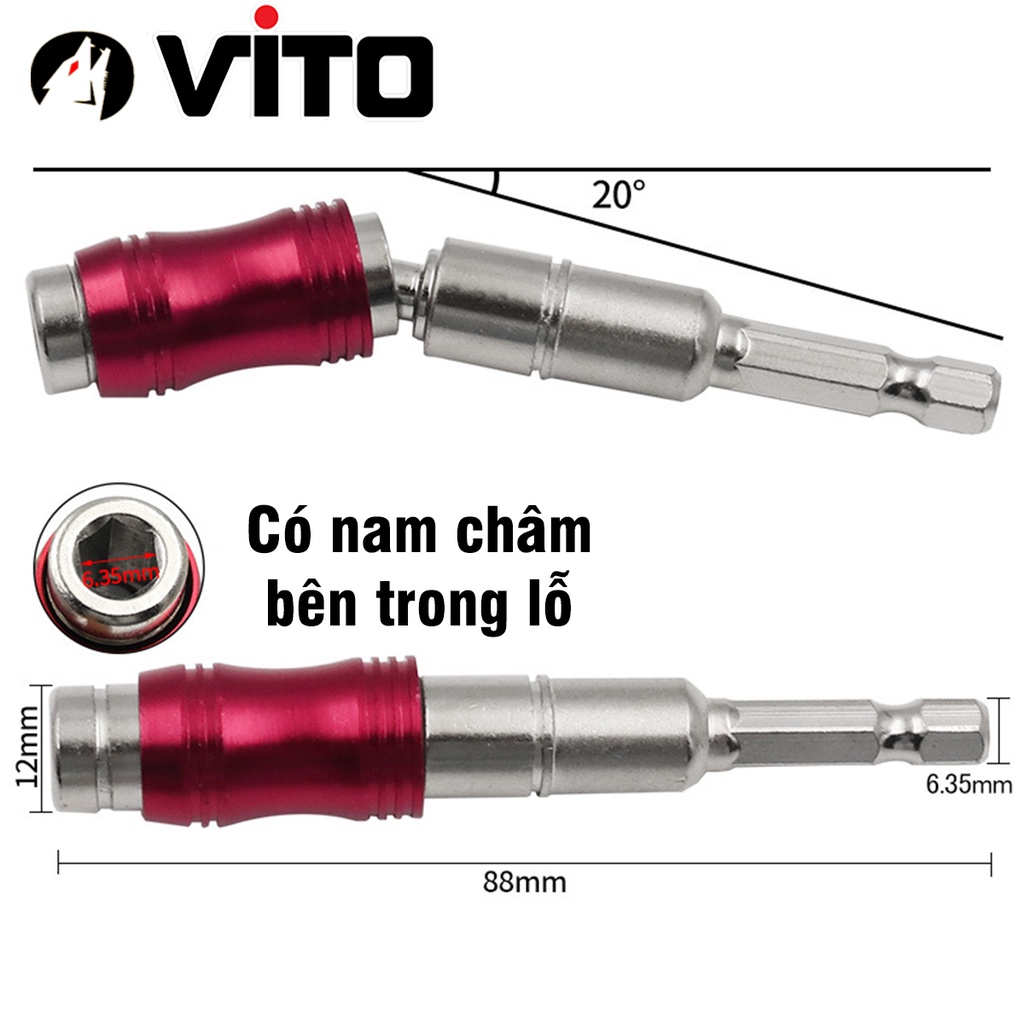 Đầu Lục Giác Chuyển Hướng Bắn Vít Góc 20 Độ Có Nam Châm Giữ VITO