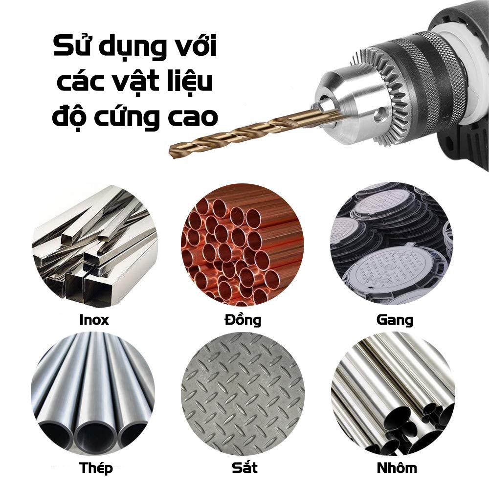 Mũi Khoan Xoắn Chân Tròn 1-5.5mm VITO Chất Liệu HSS CO M35 Chuyên Dụng Khoan Inox, Sắt, Thép