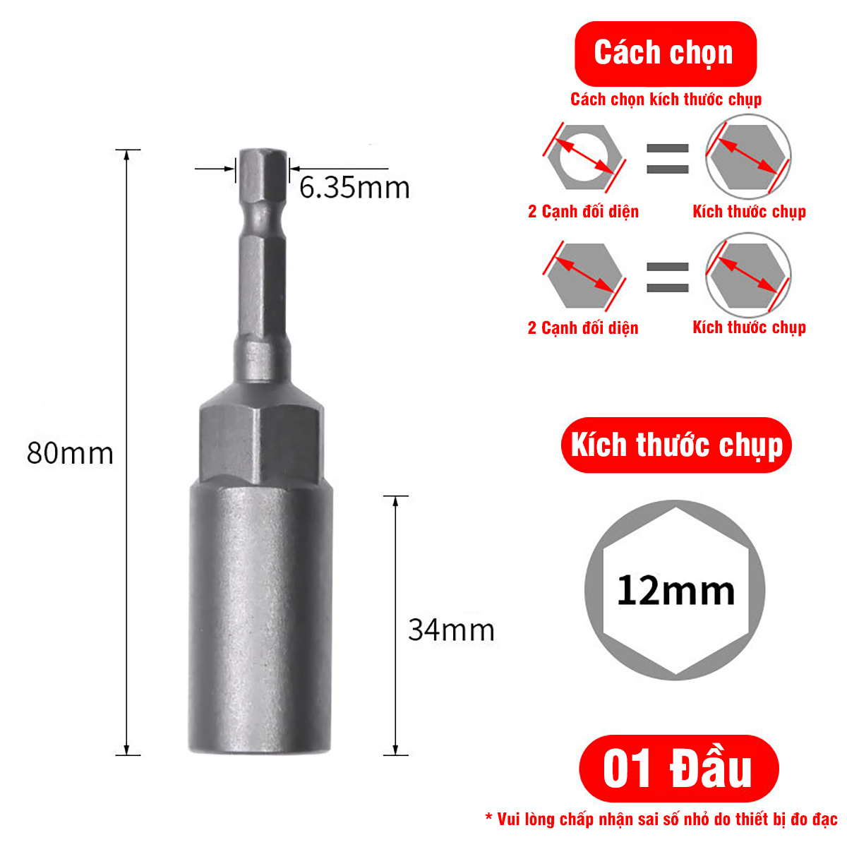 Chụp Bulong Sâu Lòng Bắn Vít Chân Lục Giác VITO Dài 80mm Các Kích Cỡ