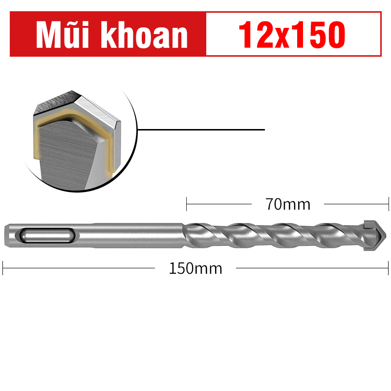 Mũi Khoan Bê Tông VITO Chân Gài SDS Plus Chắc Chắn Thép HSS