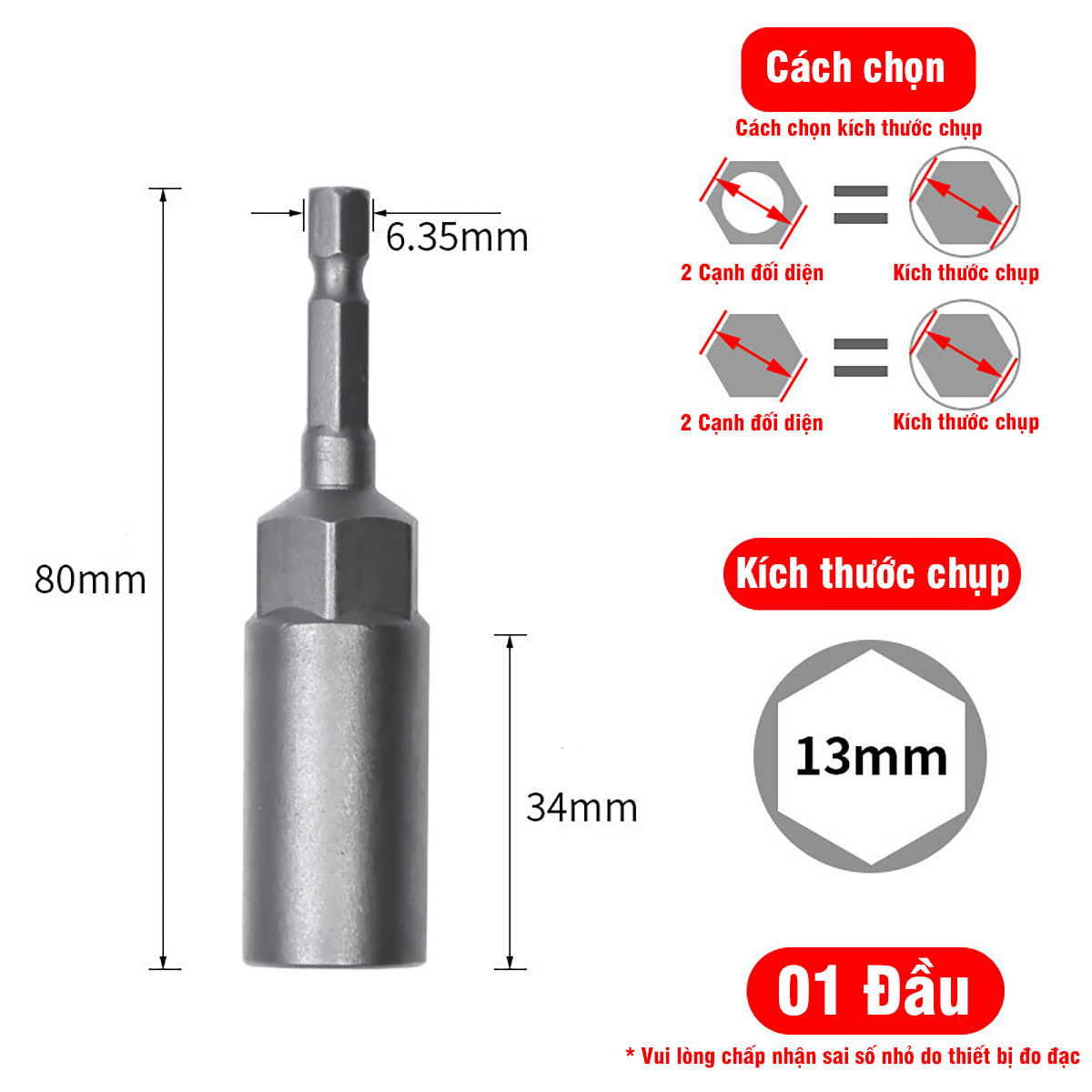 Chụp Bulong Sâu Lòng Bắn Vít Chân Lục Giác VITO Dài 80mm Các Kích Cỡ