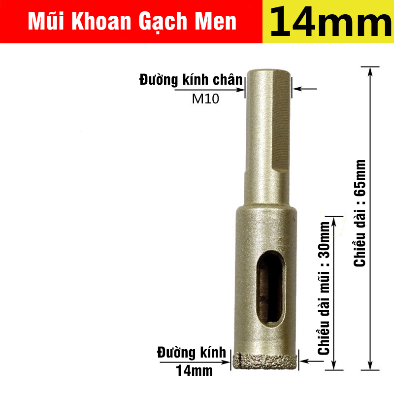 Mũi Khoan Khoét Lỗ Sứ, Gạch Men, Đá Hoa Cương, Gạch Nung, Kính Phủ Titanium Cao Cấp Kích Thước 6-60mm VITO
