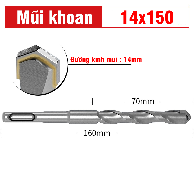 Mũi Khoan Bê Tông VITO Chân Gài SDS Plus Chắc Chắn Thép HSS