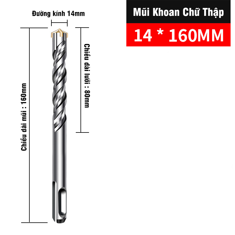 Mũi Khoan Bê Tông Xuyên Thép Đầu Chữ Thập Chân Gài SDS Plus VITO Chuyên Dụng