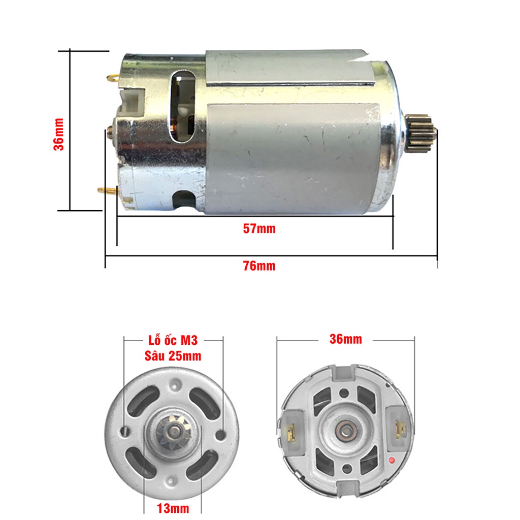 Động Cơ DC RS 550 21V 11/12 Răng VITO Motor Thay Thế Máy Khoan Pin