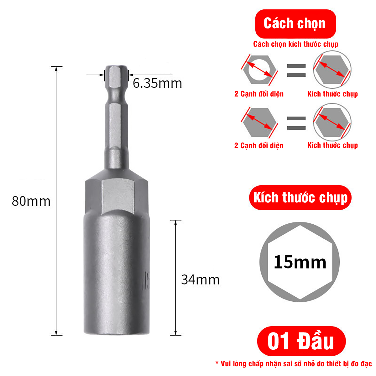 Chụp Bulong Sâu Lòng Bắn Vít Chân Lục Giác VITO Dài 80mm Các Kích Cỡ