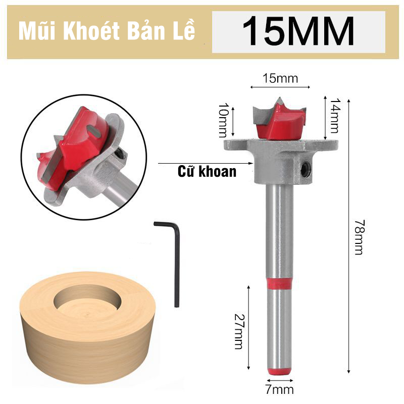 Mũi Khoét, Mũi Khoan Gỗ Bản Lề Bật 15-35mm VITO Có Cữ Giới Hạn Chuyên Dụng