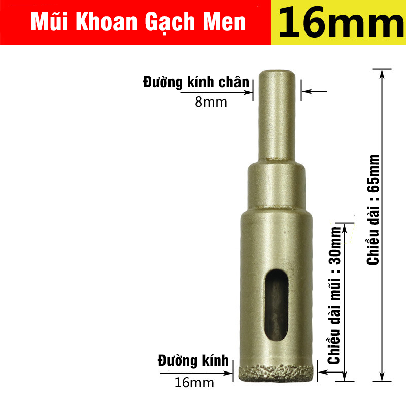 Mũi Khoan Khoét Lỗ Sứ, Gạch Men, Đá Hoa Cương, Gạch Nung, Kính Phủ Titanium Cao Cấp Kích Thước 6-60mm VITO