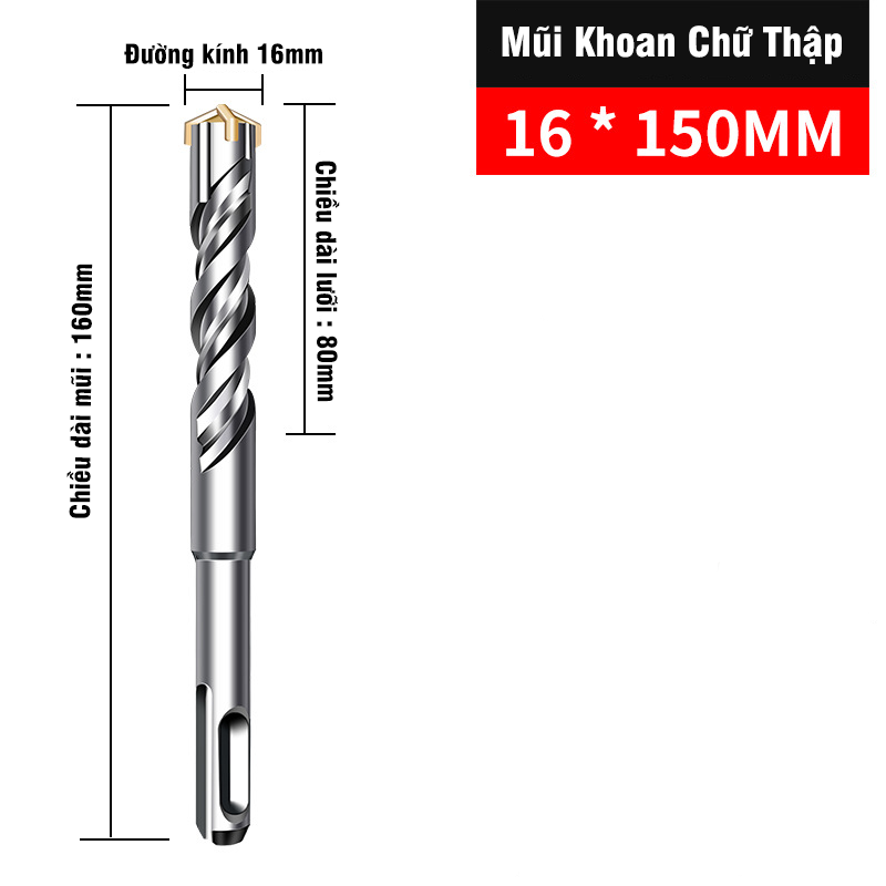 Mũi Khoan Bê Tông Xuyên Thép Đầu Chữ Thập Chân Gài SDS Plus VITO Chuyên Dụng