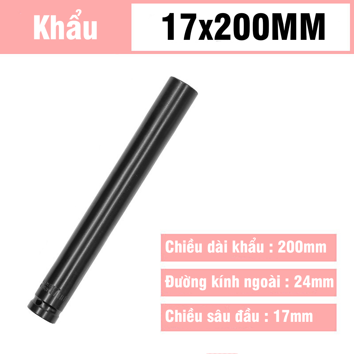 Tuýp Khẩu 14-32mm Dài 200mm VITO Chân 1/2 Inch Vặn Bulong, Đầu Bulong, Đầu Tiếp, Đầu Điếu Mạ Crôm