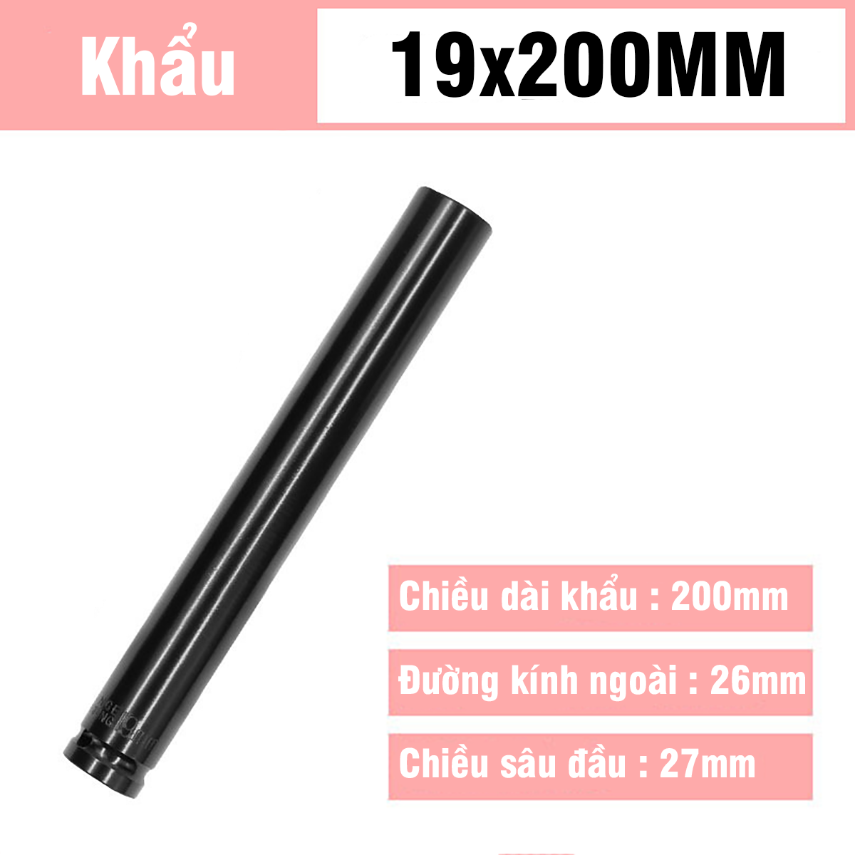 Tuýp Khẩu 14-32mm Dài 200mm VITO Chân 1/2 Inch Vặn Bulong, Đầu Bulong, Đầu Tiếp, Đầu Điếu Mạ Crôm