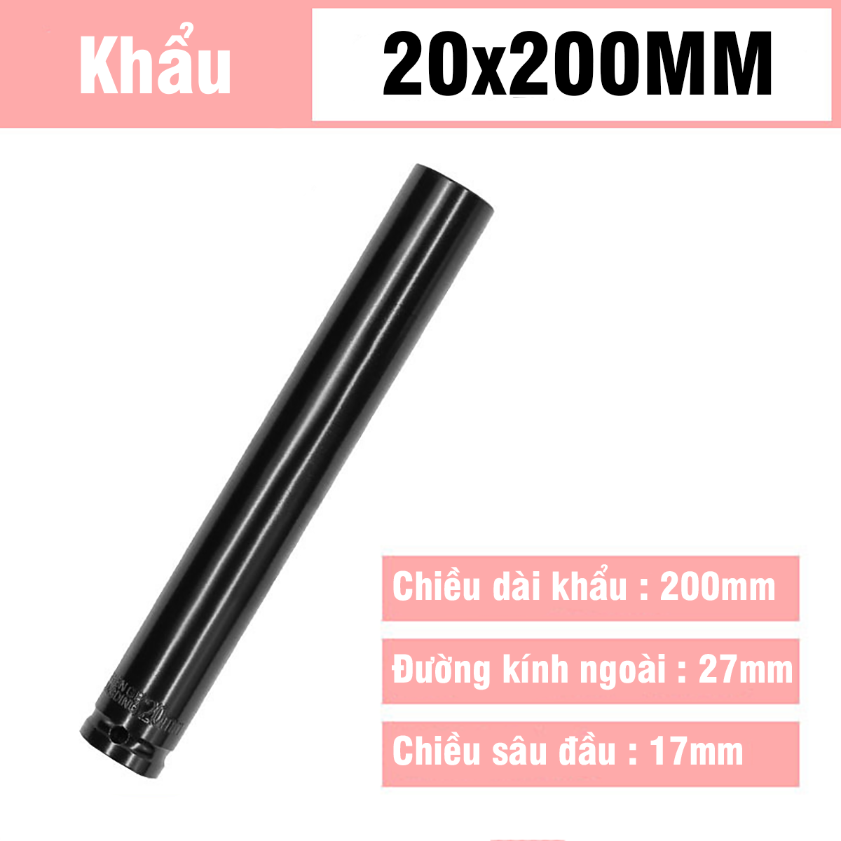 Tuýp Khẩu 14-32mm Dài 200mm VITO Chân 1/2 Inch Vặn Bulong, Đầu Bulong, Đầu Tiếp, Đầu Điếu Mạ Crôm