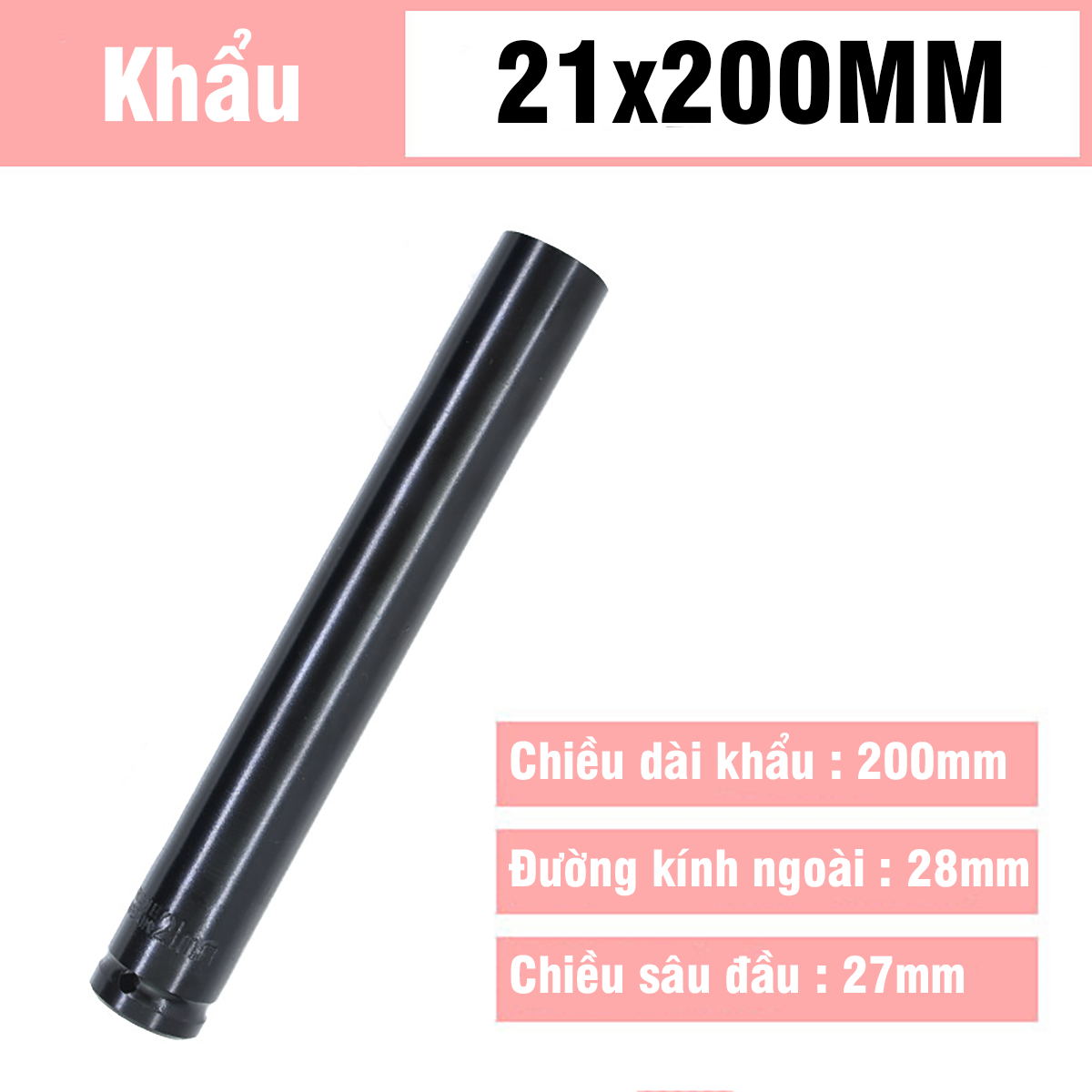 Tuýp Khẩu 14-32mm Dài 200mm VITO Chân 1/2 Inch Vặn Bulong, Đầu Bulong, Đầu Tiếp, Đầu Điếu Mạ Crôm