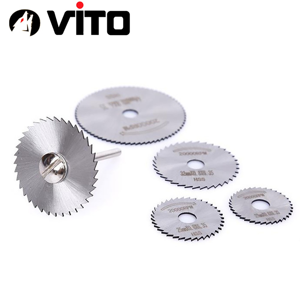 Bộ 7 Chi Tiết (Lưỡi Cắt + Trục) Đĩa Cắt Mini, Cán VITO Thép HSS Chắc Chắn