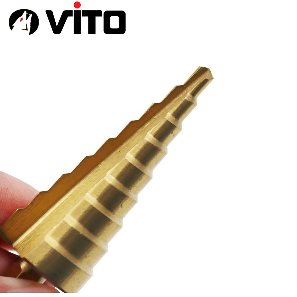 Bộ 3 Mũi Khoan Tháp VITO Chuôi Lục Giác Thép Gió HSS Mạ Titan 4-32mm Khoan Nhôm, Nhựa, Gỗ
