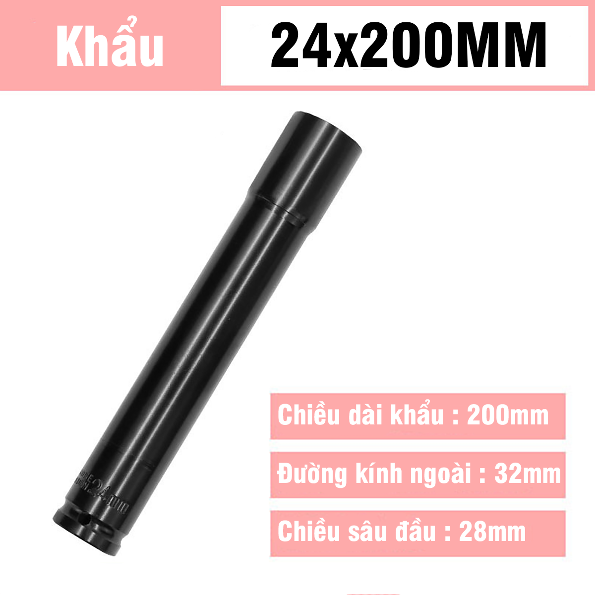 Tuýp Khẩu 14-32mm Dài 200mm VITO Chân 1/2 Inch Vặn Bulong, Đầu Bulong, Đầu Tiếp, Đầu Điếu Mạ Crôm