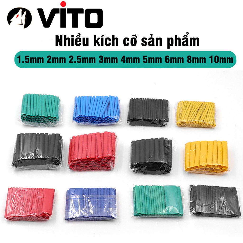 Bộ 328/530 Ống Gen Co Nhiệt VITO Cách Điện Nối Dây Các Kích Cỡ, Màu Sắc