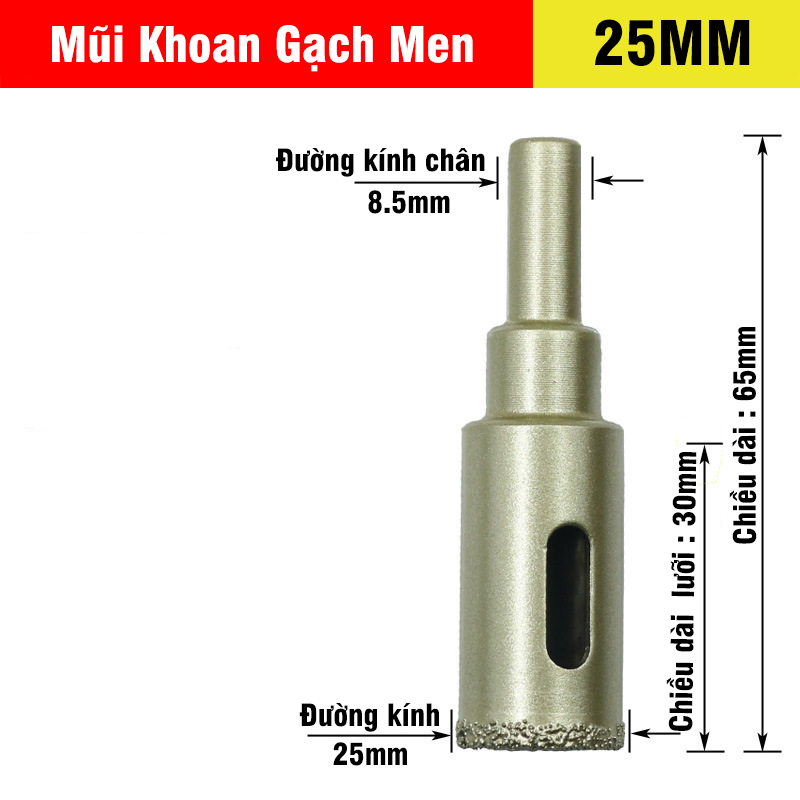Mũi Khoan Khoét Lỗ Sứ, Gạch Men, Đá Hoa Cương, Gạch Nung, Kính Phủ Titanium Cao Cấp Kích Thước 6-60mm VITO