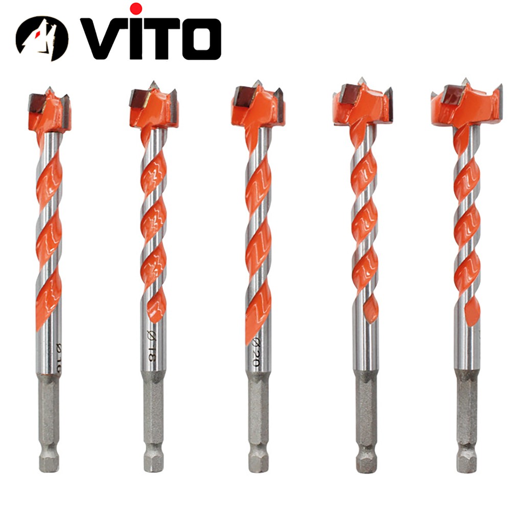 Mũi Khoan Khoét Lỗ Gỗ, Nhựa VITO Lưỡi Hợp Kim 16-25mm Chuôi Lục Giác