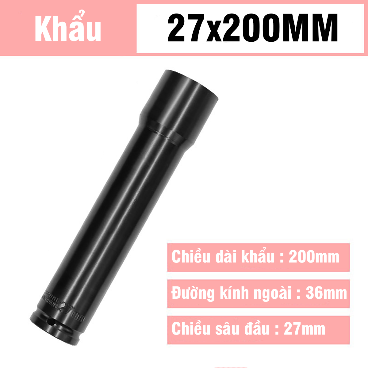 Tuýp Khẩu 14-32mm Dài 200mm VITO Chân 1/2 Inch Vặn Bulong, Đầu Bulong, Đầu Tiếp, Đầu Điếu Mạ Crôm