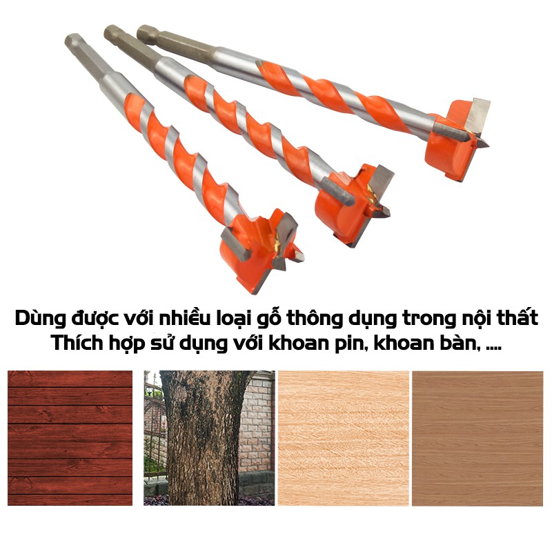 Mũi Khoan Khoét Lỗ Gỗ, Nhựa VITO Lưỡi Hợp Kim 16-25mm Chuôi Lục Giác