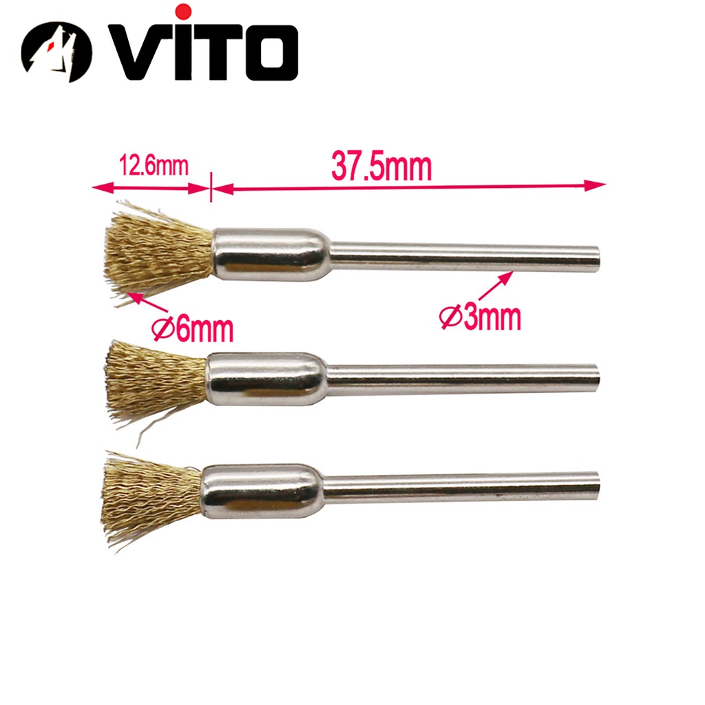 Chổi Đánh Gỉ Sét Mini Cán 3mm Sợi Đồng VITO Gắn Cho Máy Khoan, Máy Mài