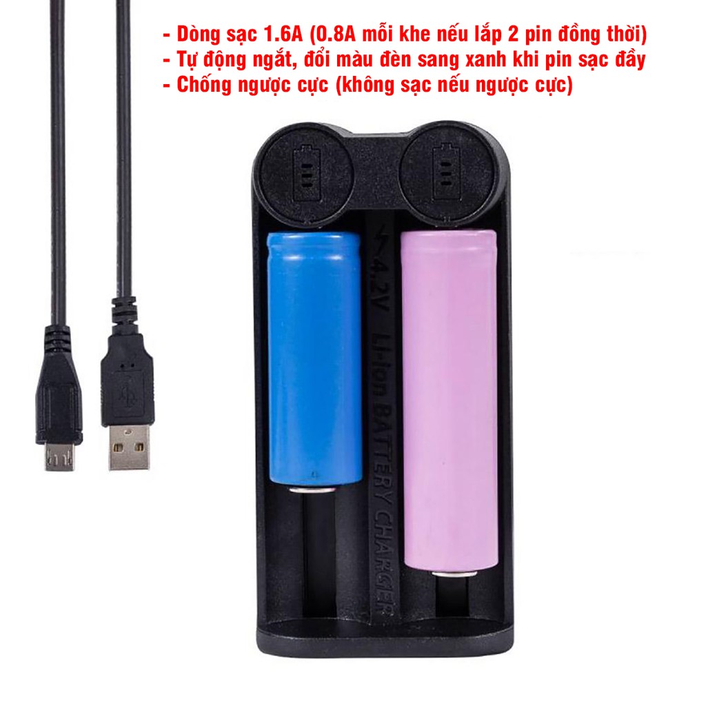 Sạc Đôi Yonii C2 Sạc Pin 18650/21700/26650 Tự Ngắt Tiện Lợi