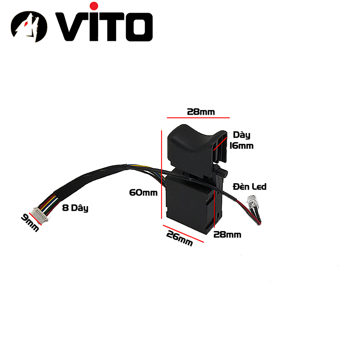 Công Tắc Có Điều Tốc Cho Máy Khoan, Bulong, Bắn Vít Không Chổi Than VITO