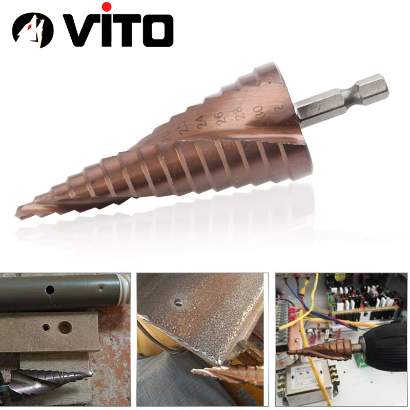 Mũi Khoan Bước Tháp Chuôi Lục Giác Thép HSS Co Phủ Cobalt VITO Các Kích Thước Chuyên Sắt, Thép, Inox,...