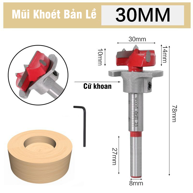 Mũi Khoét, Mũi Khoan Gỗ Bản Lề Bật 15-35mm VITO Có Cữ Giới Hạn Chuyên Dụng
